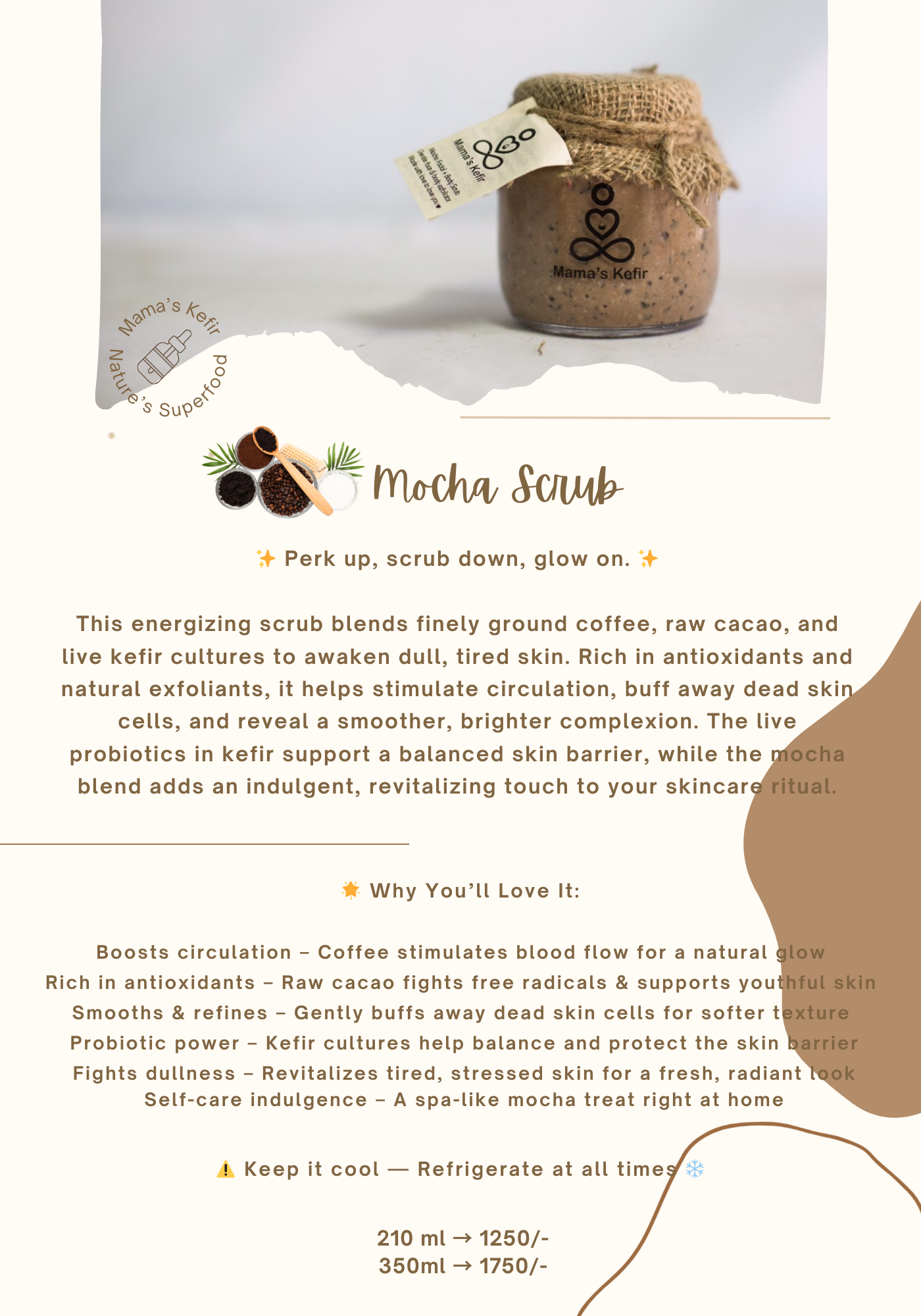 Mocha Kefir Scrub — Skincare by Mama's Kefir