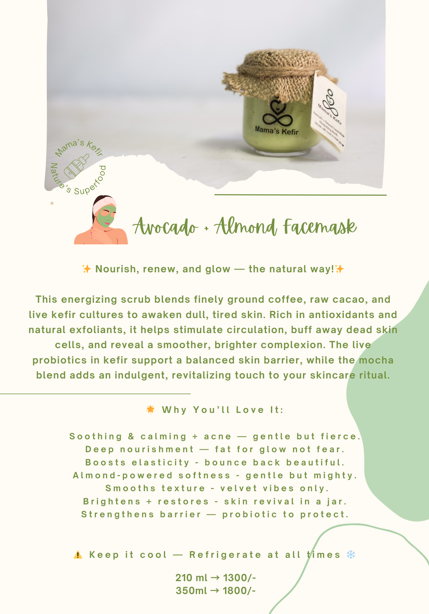 Avocado & Almond Mask — Skincare by Mama's Kefir
